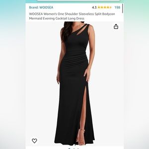 Woosea one shoulder long cocktail black dress